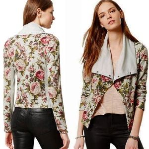 Anthropologie Floral Print Moto Jacket
